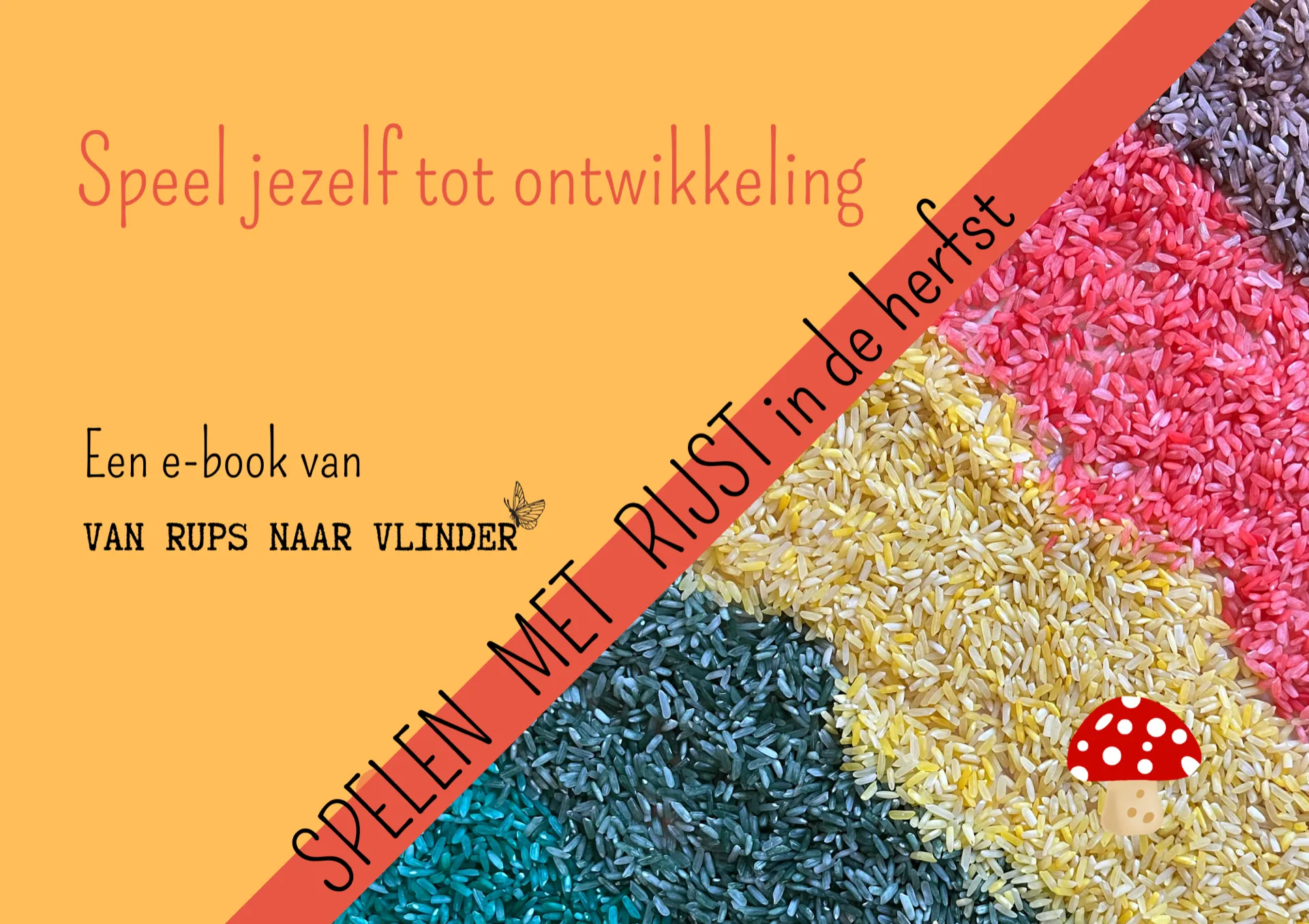 Voorkant e-book spelen met rijst in de herfst.